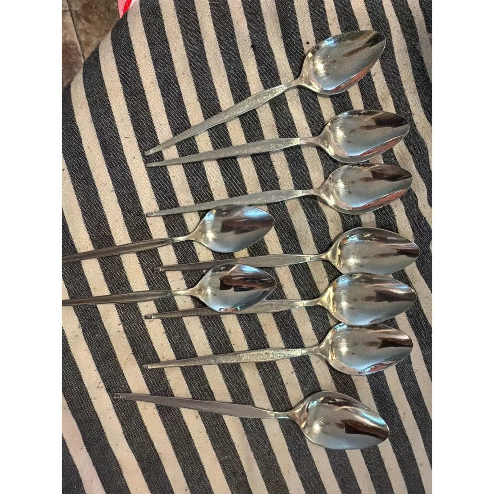 Oneida West Bend Shadow weave USA Spoons 2 tsp, 6 tbsp MCM Flatware Vintage